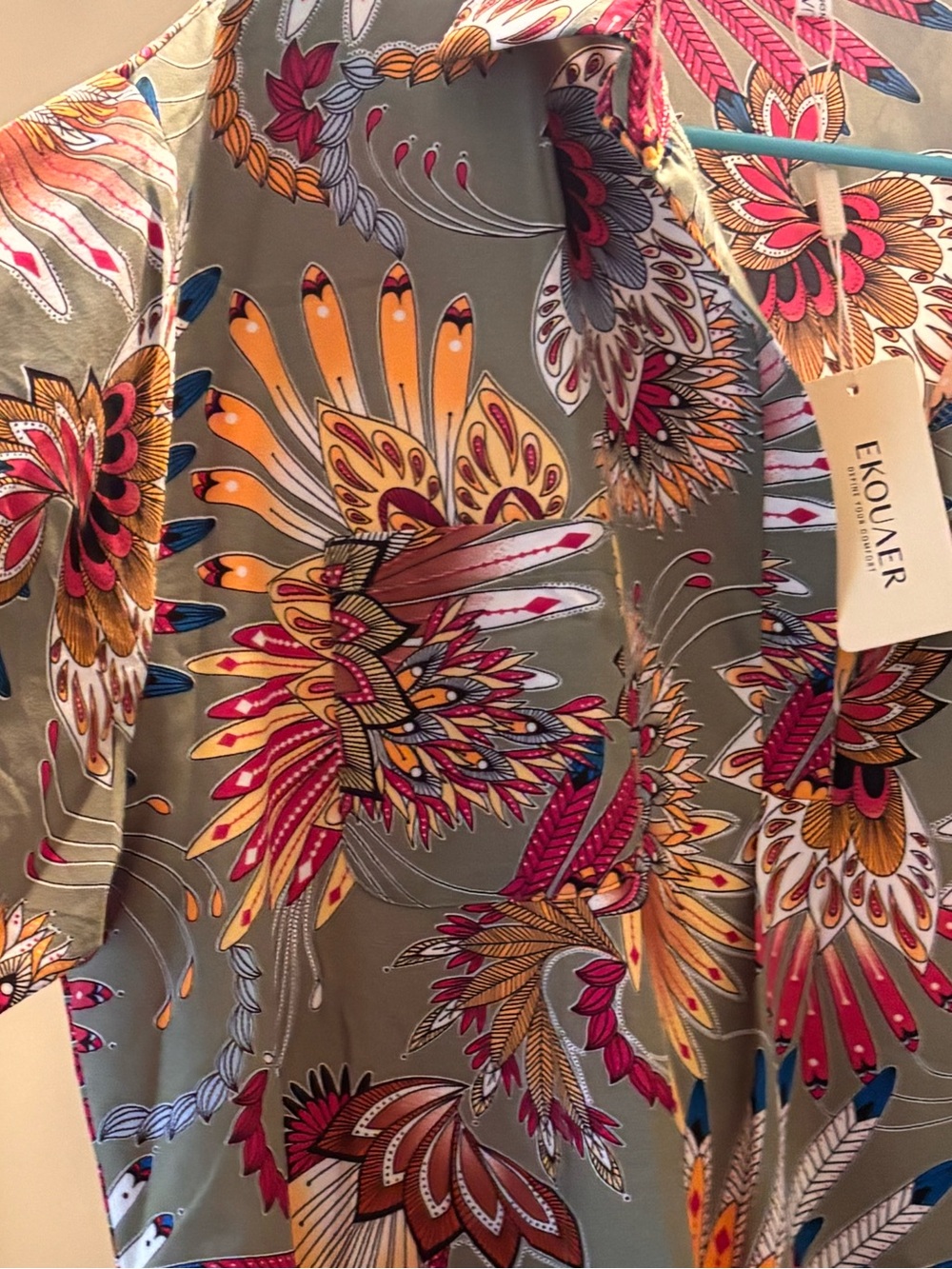 NWT Swim Cover-Up/ Dress/ Tunic Feather Prrint - Picture 4 of 7